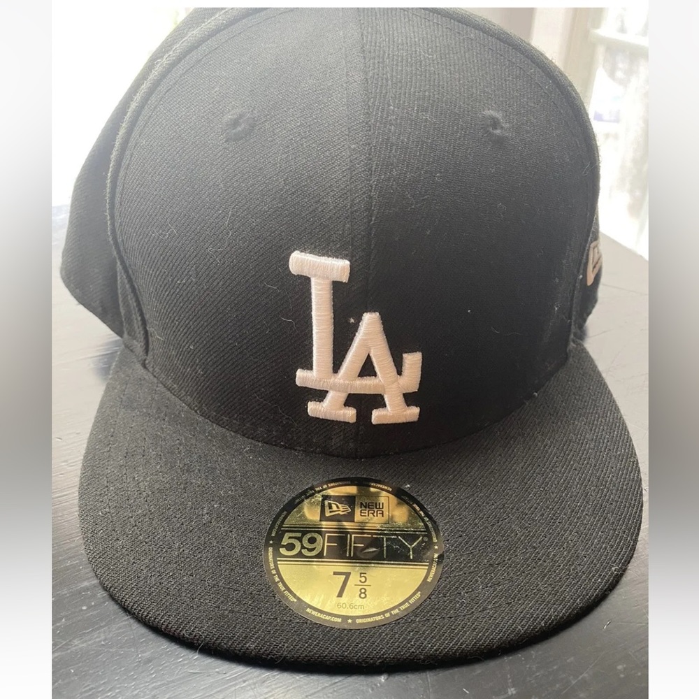 LA Dodgers New Era 59Fifty Cap Los Angeles Dodgers Black Fitted Hat 7 5/8
